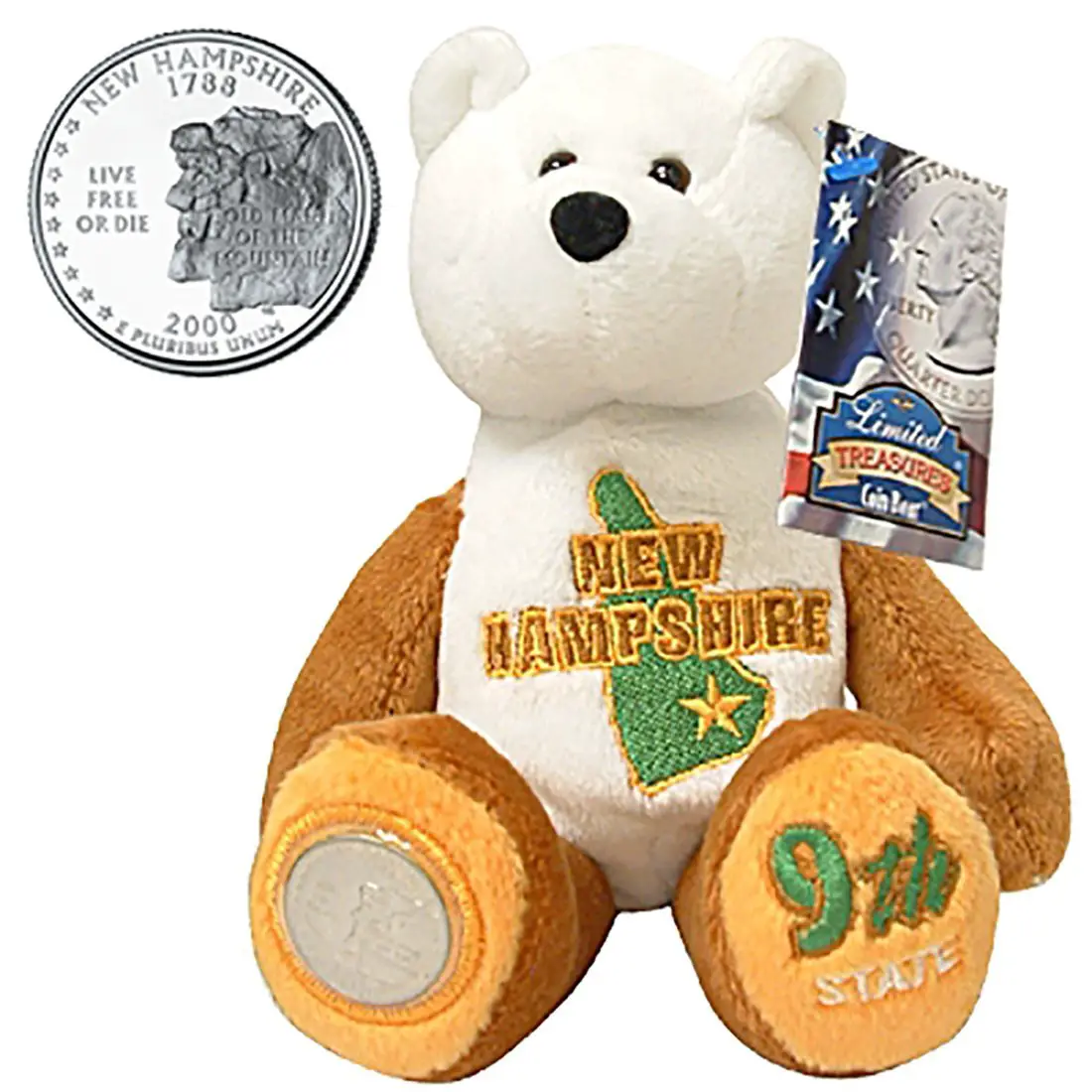 Buy New Hampshire State Quarter Coin Plush Stuffed 9"  Bear Limited ...