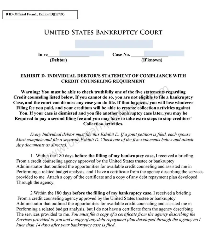 Free Bankruptcy Form