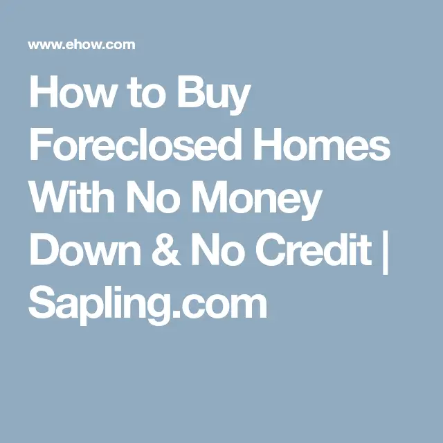 How to Buy Foreclosed Homes With No Money Down &  No Credit
